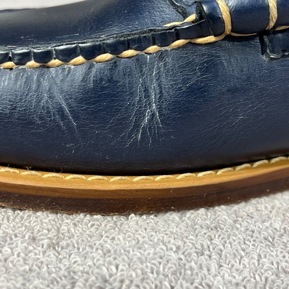 G. H. Bass & Co Mens Navy Leather Beefroll Penny Loafers Sz 9.5 Formal Holiday - Picture 13 of 13